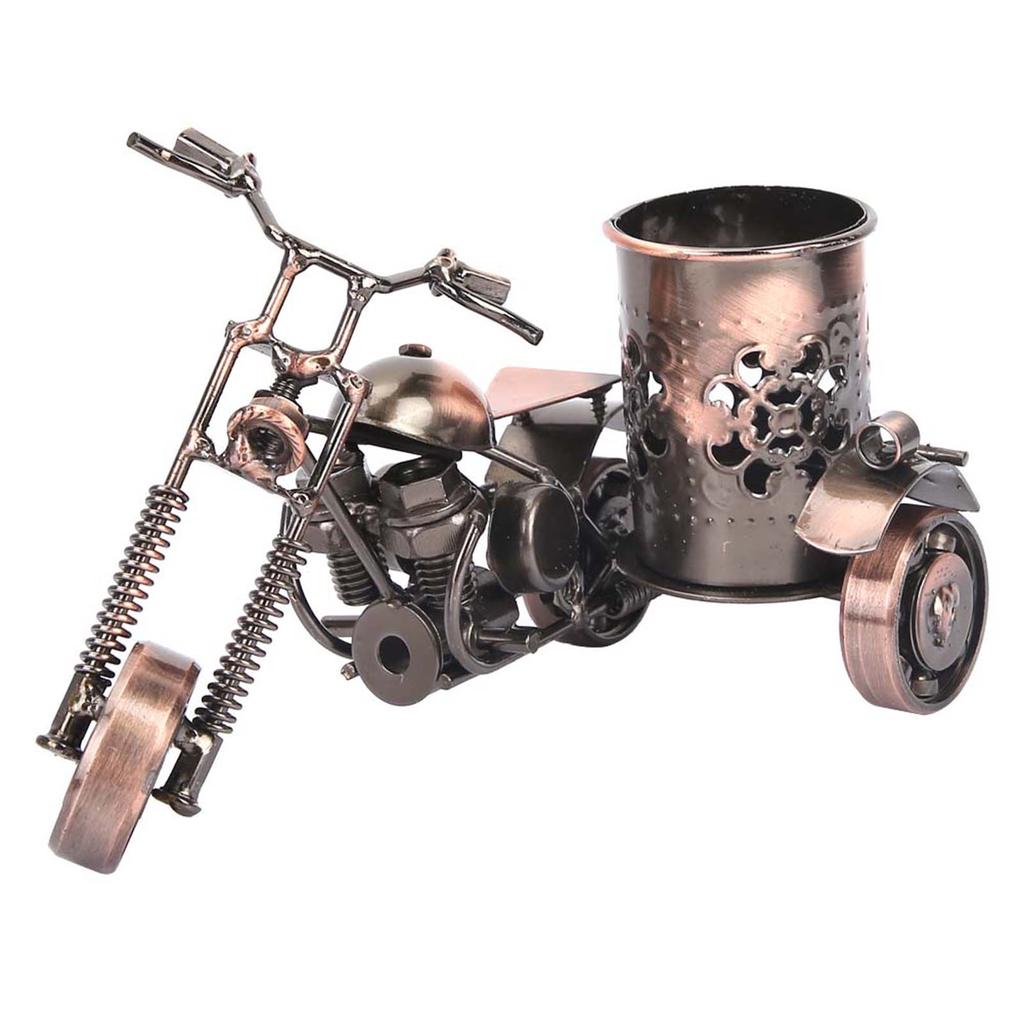 Vintage Motorcycle Model Motorcycle Pen Holder Stand Ornaments Office Home Desktop Decor