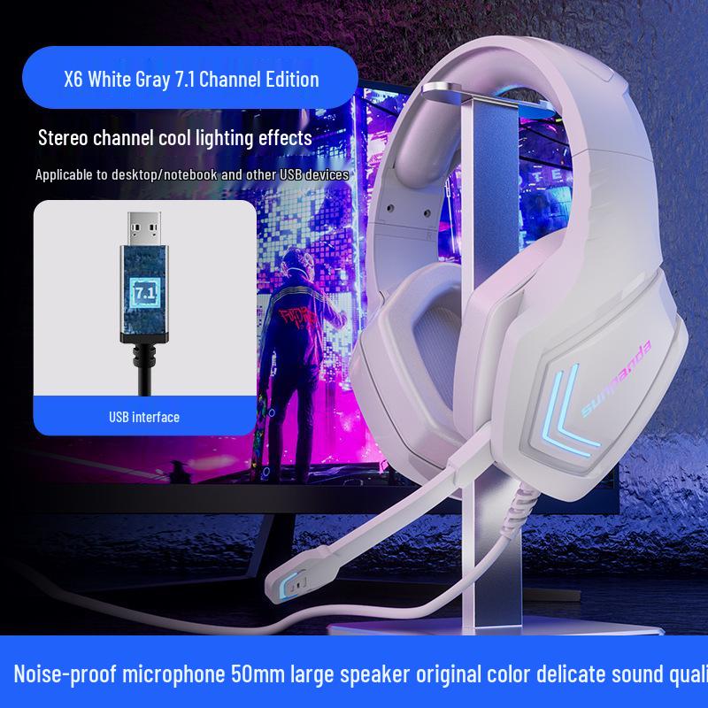 USB Gaming Headset with Noise Cancelling and Cool Lighting Effects for PC/Laptop