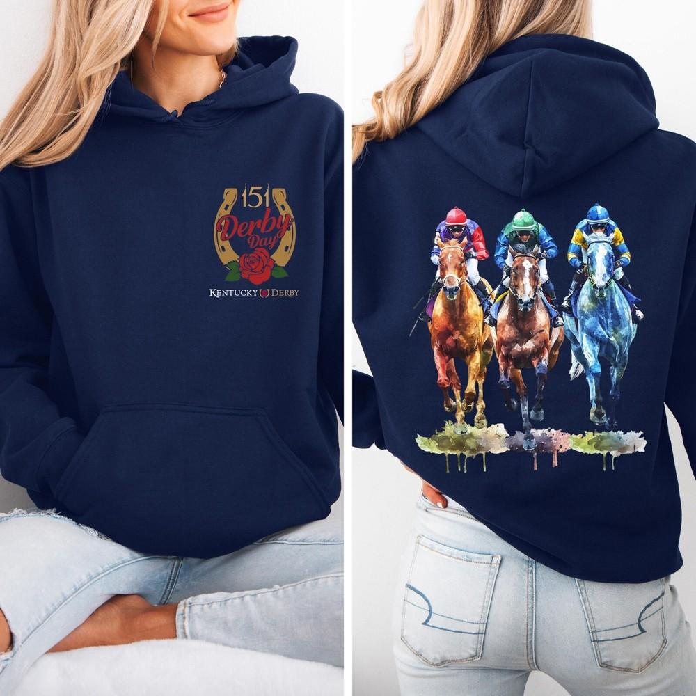 

kentucky Derby Hoodie, Kentucky Derby Race 2 Sided Shirt, 151st Run For Roses 4XL