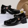 Waterproof Platform High Heels Women's Chunky Heel 2025 New Arrival Elegant Black Patent Leather Buckle Thick Sole Mary Jane