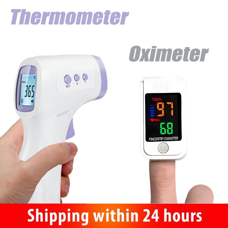 Non‑Contact Infrared Forehead Thermometer or Fingertip Pulse Oximeter,Digital Health Device for Body Temperature/Blood Oxygen