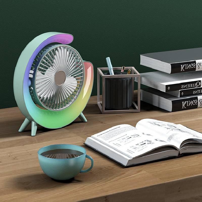 Stylish Colorful Led Desk Fan Portable Usb Rechargeable Mini Fan For Home And Office