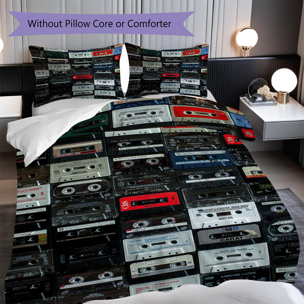 1PC Music, Guitar Theme Bedding Quilt Set Quilt Cover Pillowcase Home Decoration Birthday Gift (1 * Duvet Cover + 2 * Pillowcase, Without Core)