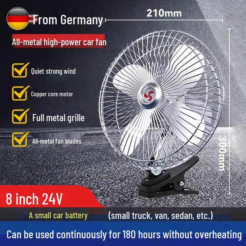 24V/12V High-Airflow Electric Fan for Trucks, Cars, Forklifts & Excavators