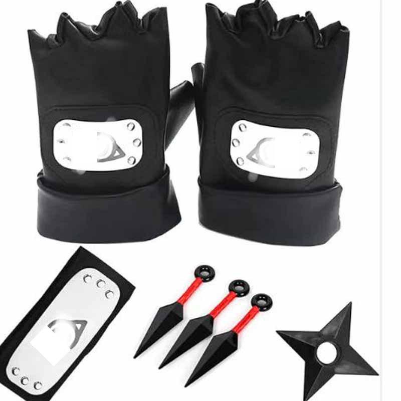 Ninja Anime Peripheral Weapons Gloves Headband Combination Ninja Kakashi Mask Combination