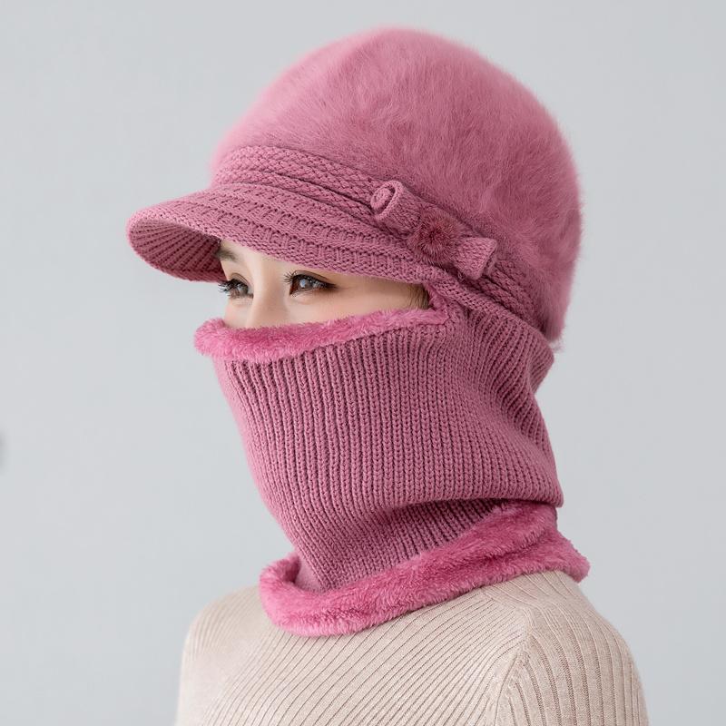 New Female Winter Hats Fur Lined Keep Warm Hats For Women Windproof Coldproof Thicken Balaclava Cap