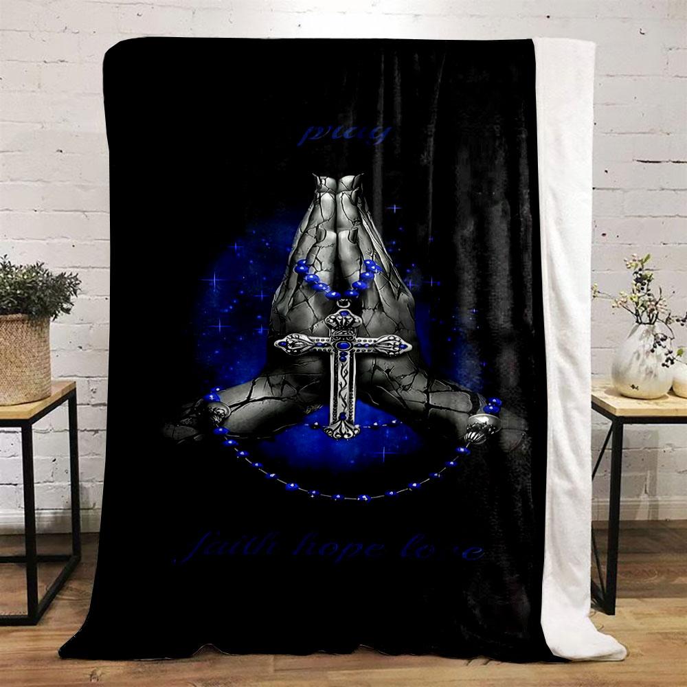 Faith Hope Love Prayer Throw Blanket Printed Blanket for Living Room Bed Couch lunch break Soft Cozy Blanket for Friend's festival Gift