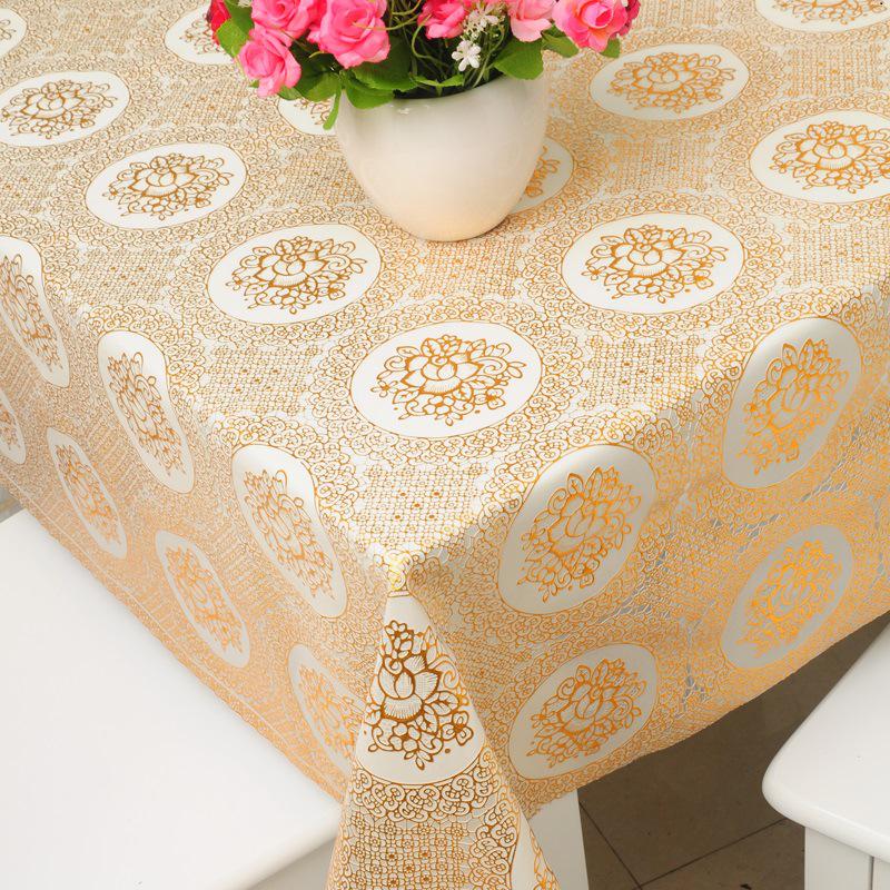 European Style Scald-Proof Waterproof PVC Lace Tablecloth - Wash-Free, Oil-Proof Rectangular Dining/ Coffee Table Cover 80x135CM