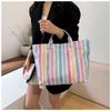 Efficient Striped Tote Bag Large Capacity Shoulder Handbag for Travel Needs