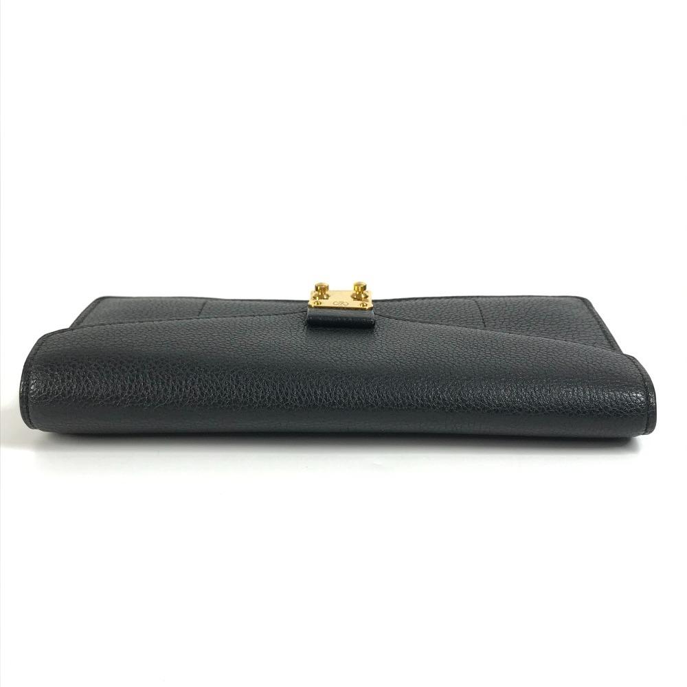 Louis Vuitton Long Wallet Bi-fold Flap Long Wallet Calf leather Black