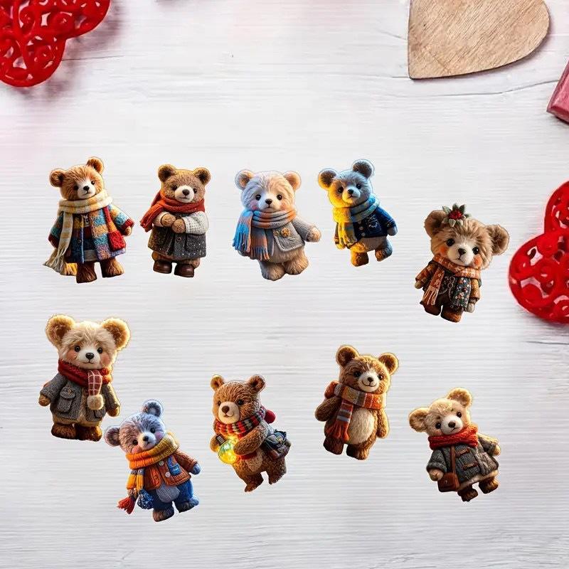 NEWEST Cute Sweater Bear Wooden Flat Charms: Cartoon Bag Hangers, Keychains & Christmas Tree Decorations