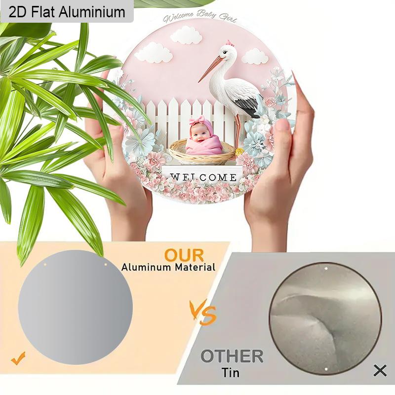 2D Flat Aluminium Welcome Sign with Pink Flowers Pattern - Charming Decorative Sign & Plaque - Ideal for Wall Decoration - No Electricity Needed