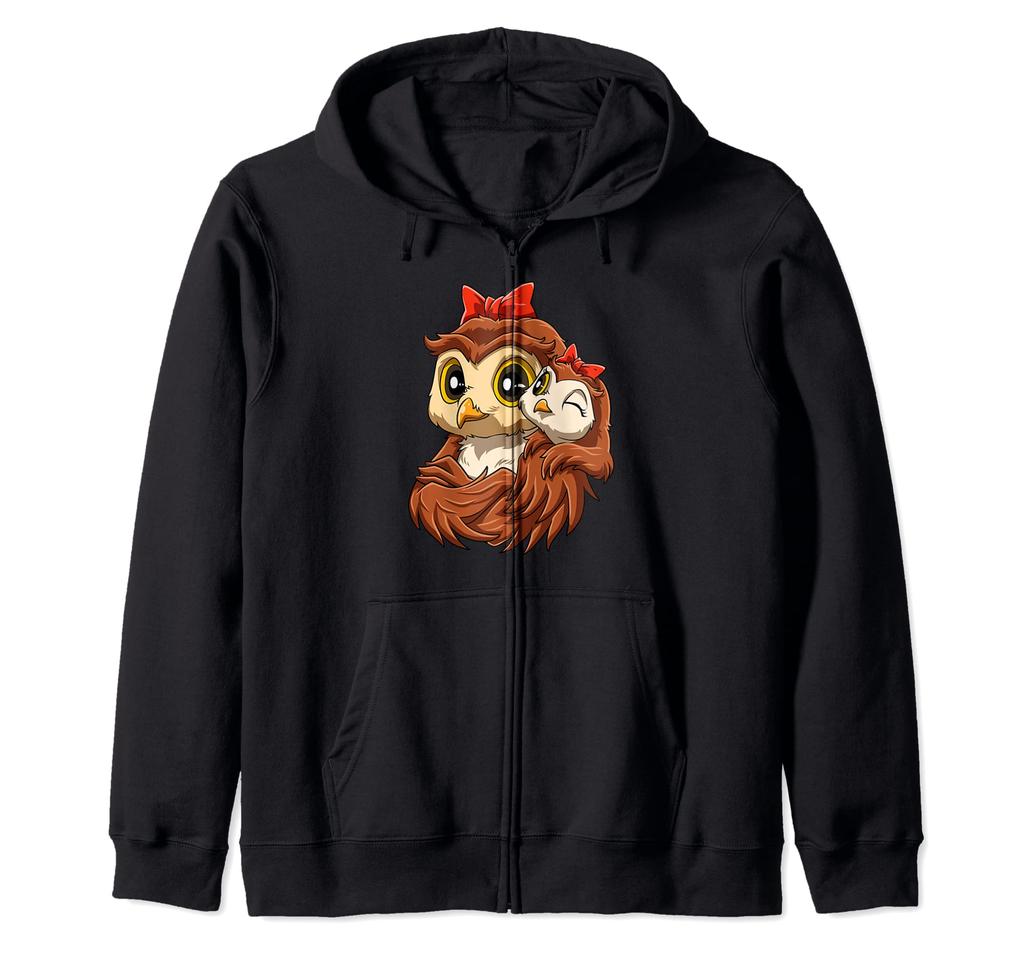 Owl with cute owl cub for Zip hoodie mom.
