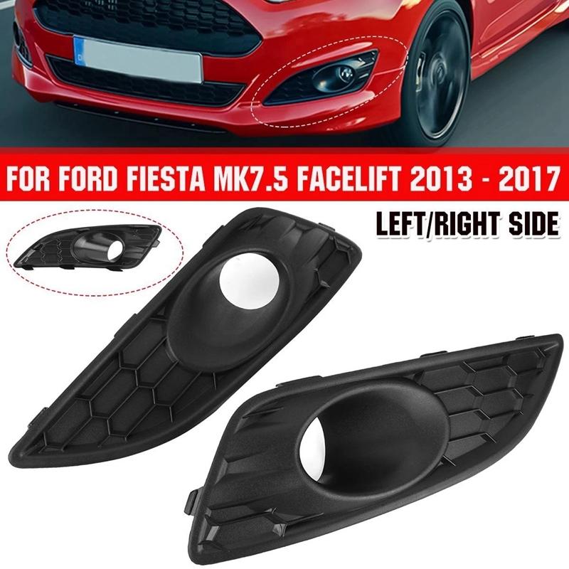 1 Pair Front Bumper Lower Honeycomb Lamp Surround Grille Fog Light Trim Cover for Ford Fiesta Mk7 Facelift 2013-2017