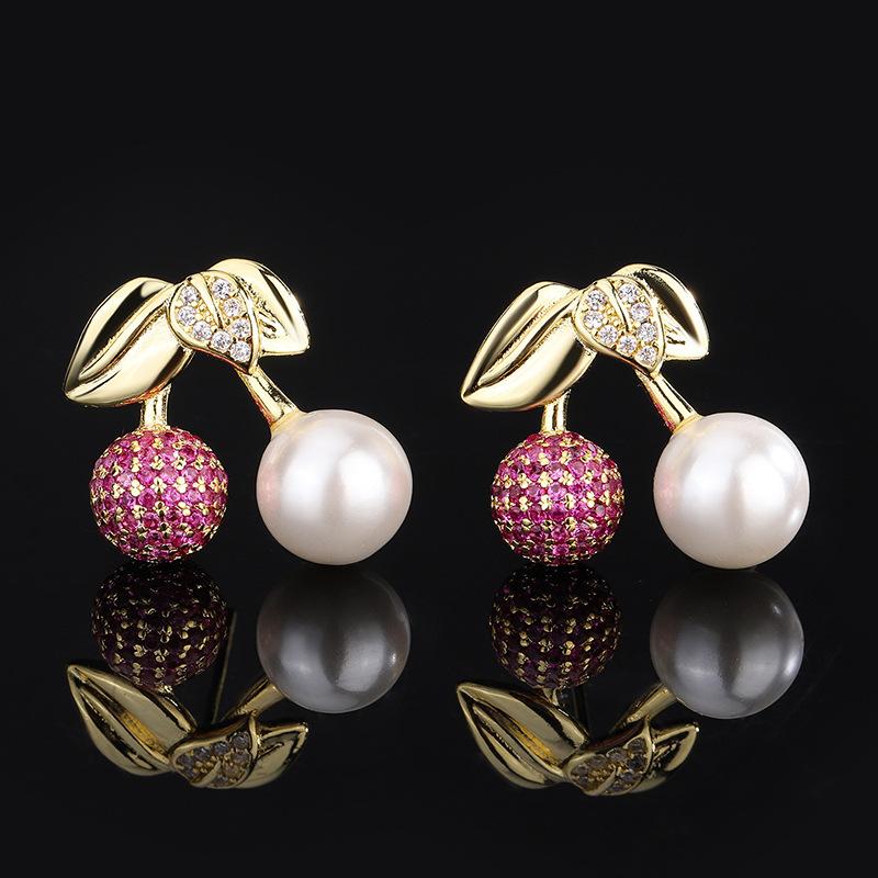 

Маленькие серьги с вишневым жемчугом, новые серьги премиум-класса, серьги-иглы из серебра Dopamine Fresh S925