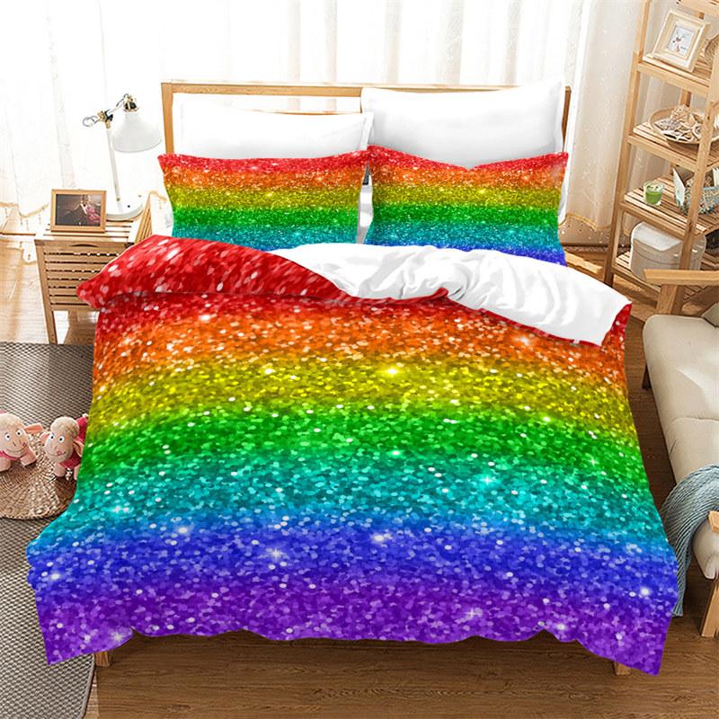Modern Gradient Colorful Bedding Set Abstract Duvet Cover Microfiber Comforter Cover King Queen For Adult Teen Kids Room Decor