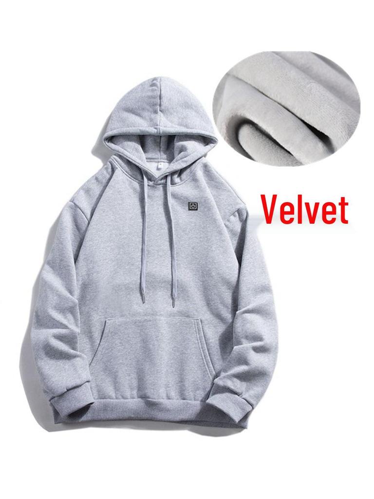 Men's USB Heated Fleece Hoodie - Warm Outdoor Casual Sweatshirt with Electric Heating