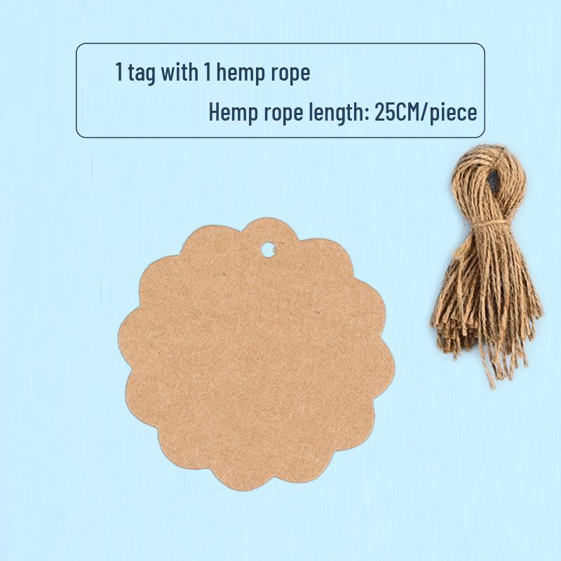 50x30 Kraft Paper Flower Head Blank Hang Tag - European Handwritten Message Bookmark Gift