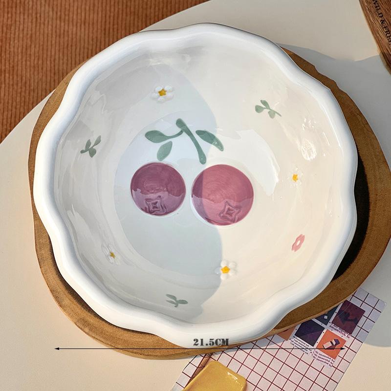 Creative Relief Hand-painted Tableware, Dinner Plate, Ceramic Rice Bowl, Soup Bowl, Kitchen Drinkware Set, Home Accessories