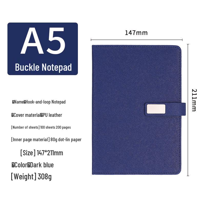 Business A5 Faux Leather Buckle Notebook - Office Stationery for Meeting Minutes and Work Notes.