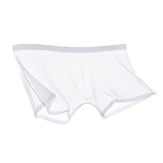 Boxer Underwear Mid-rise Ultra-Thin Seamless Transparent Mesh Yarn Shorts Briefs Solid Color Breathable Lightweight Soft Boxers