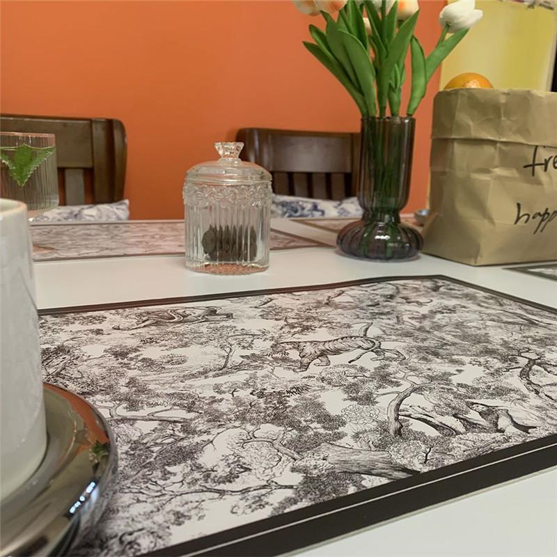 PU Tischset Wasserdicht Hitzebeständig Kaffeetasse Geschirrmatte Küchenunterlage Dekorative Geschirrmatte Essplatzset Leicht zu Reinigen