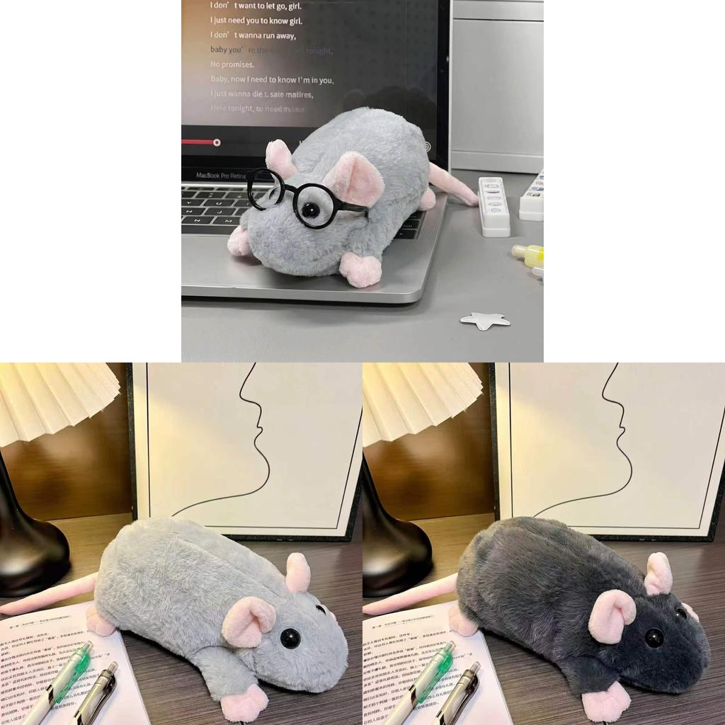Plush Mouse Student Pencil Case With Large Capacity For School Supplies And Organizers