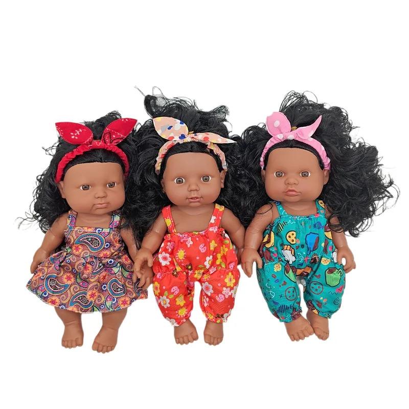 African Dolls Cute Soft Rubber Simulation Reborn Dolls Kids Toys Kids Birthday Gifts African Style Dolls Simulation Music Toys