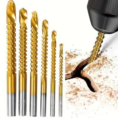HSS Twist Drill Bits Set Titanium Coated Drill Bit 3-8mm Serrated Grooving Spiral Jagged Saw Drill Bit Composite Drill Bits