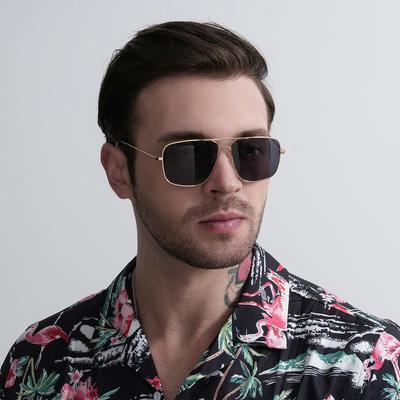 Ruiao  New Double Bridge Metal Fashion Glasses Summer Luxury Classic Aviator Sunglasses Gold Film for Men with Case