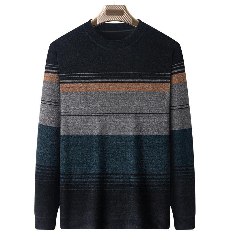 Men's Plus Velvet Thickened Chenille Sweater: Warm Winter Knitwear for Middle-Aged and Elderly Dads