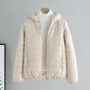 Women's Korean Style Short Slim Cotton Coat with Light Down Insulation - Hooded and Lightweight for Autumn/Winter