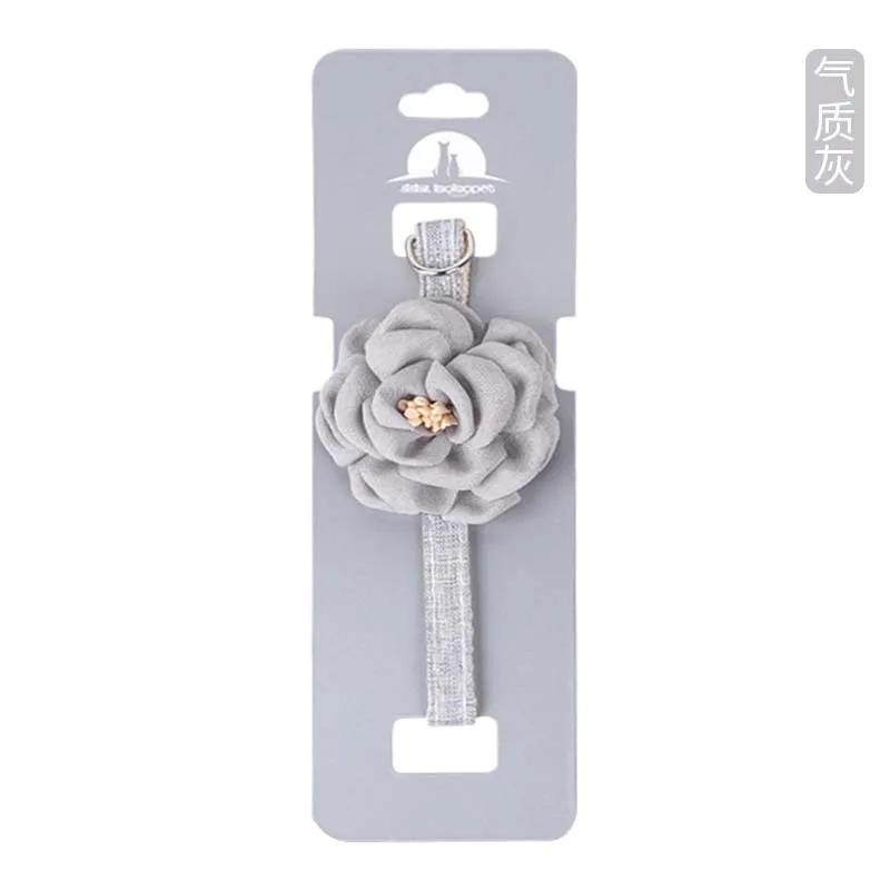 Pet Collars New Cat Camellia Flower Cat Collars Cute Princess s Birthday Adjustable Dog Dressing Tool Pet Accessories Supplies серый