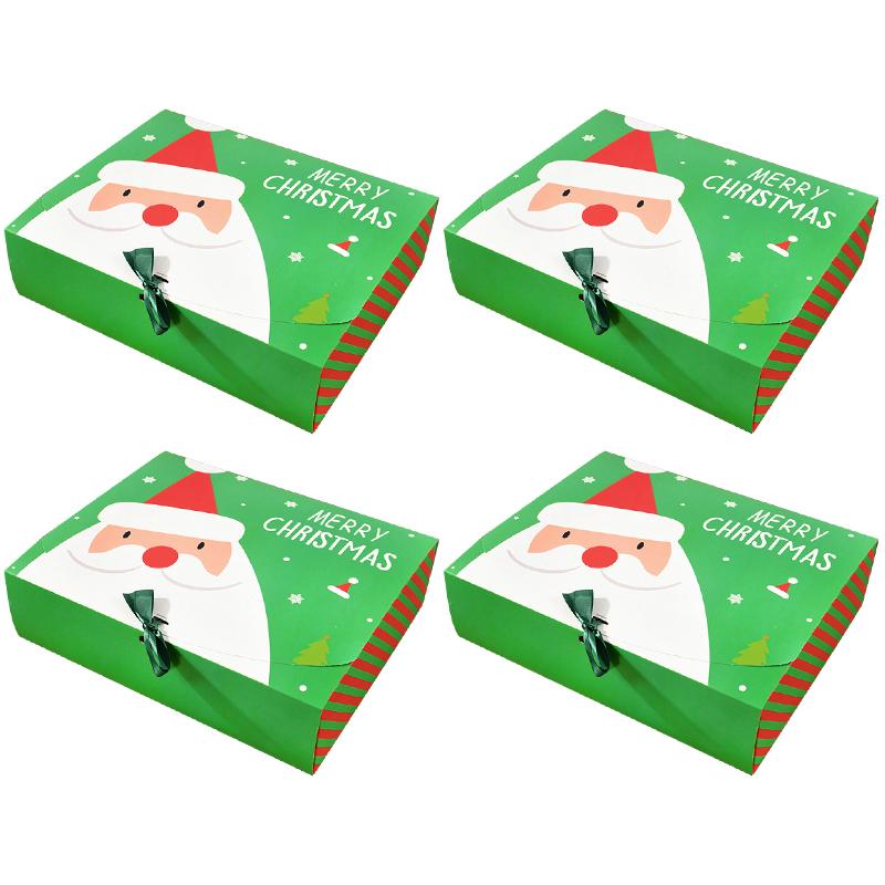 4Pcs Christmas Gift Box Santa Claus Large Cookie Snack Cake Packaging Box Xmas Noel Navidad Kids Gift Home Decor 2025 New Year