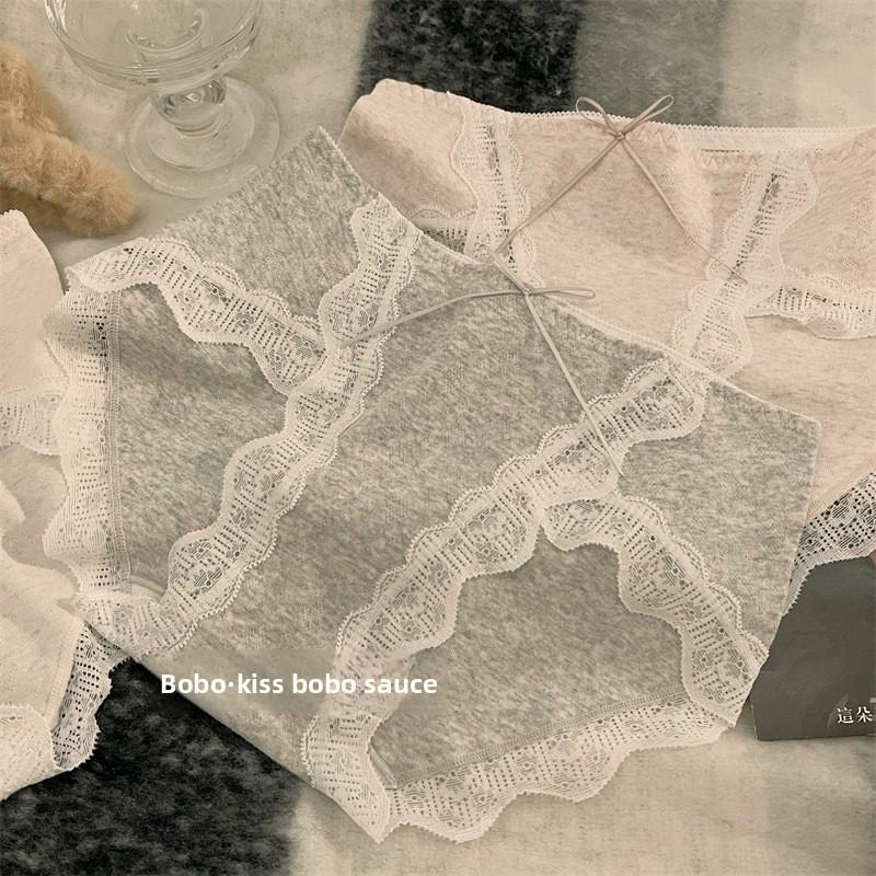 Women's Summer Pure Lace Cotton Non Trace Cotton Anti Bacterial Crotch Waist Triangle Briefs