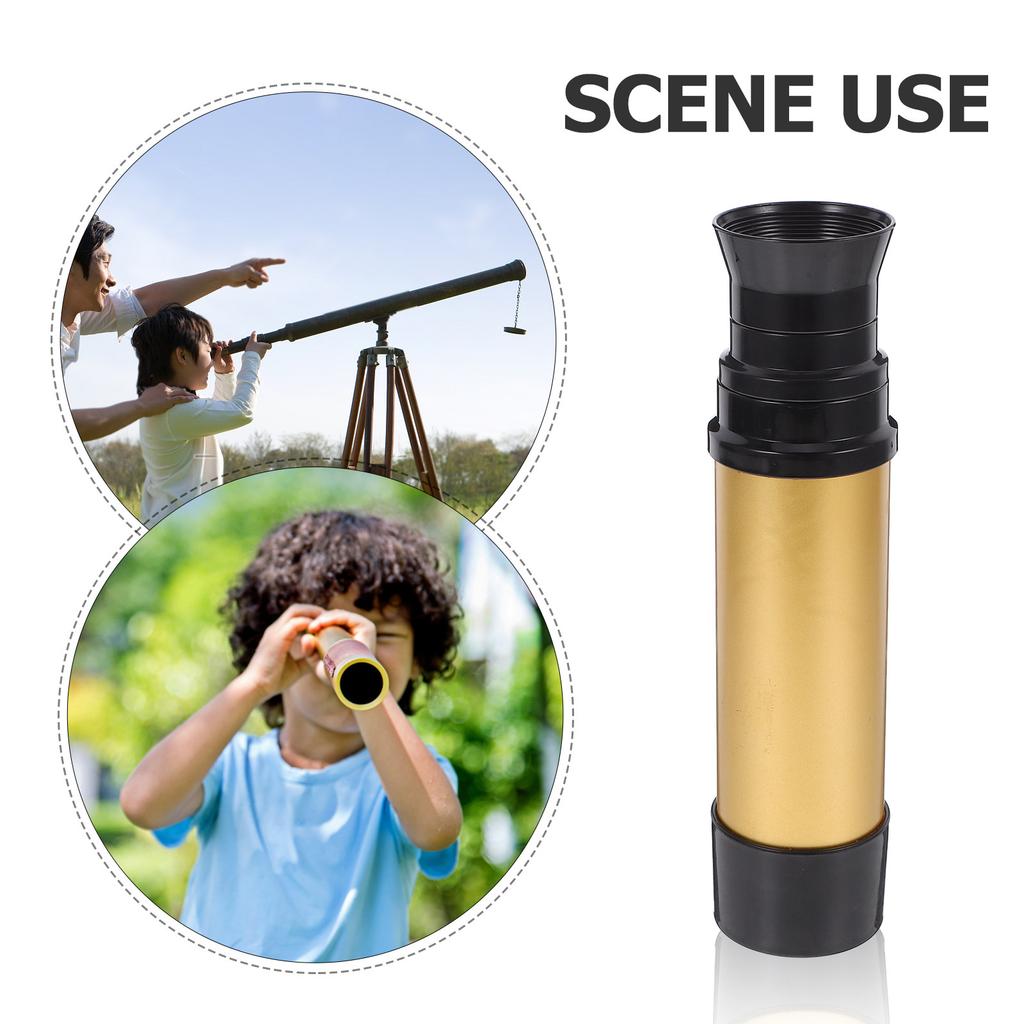 Golden Retractable Single-tube Kids Telescope Plastic Science Experiment Toy For Children Outdoor Play Learning