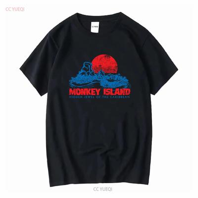 Monkey Island Klassisches T-Shirt vintage Gewaschen Bequem Atmungsaktiv Oberteil Für den Alltag Weich Leicht grafisch Mode
