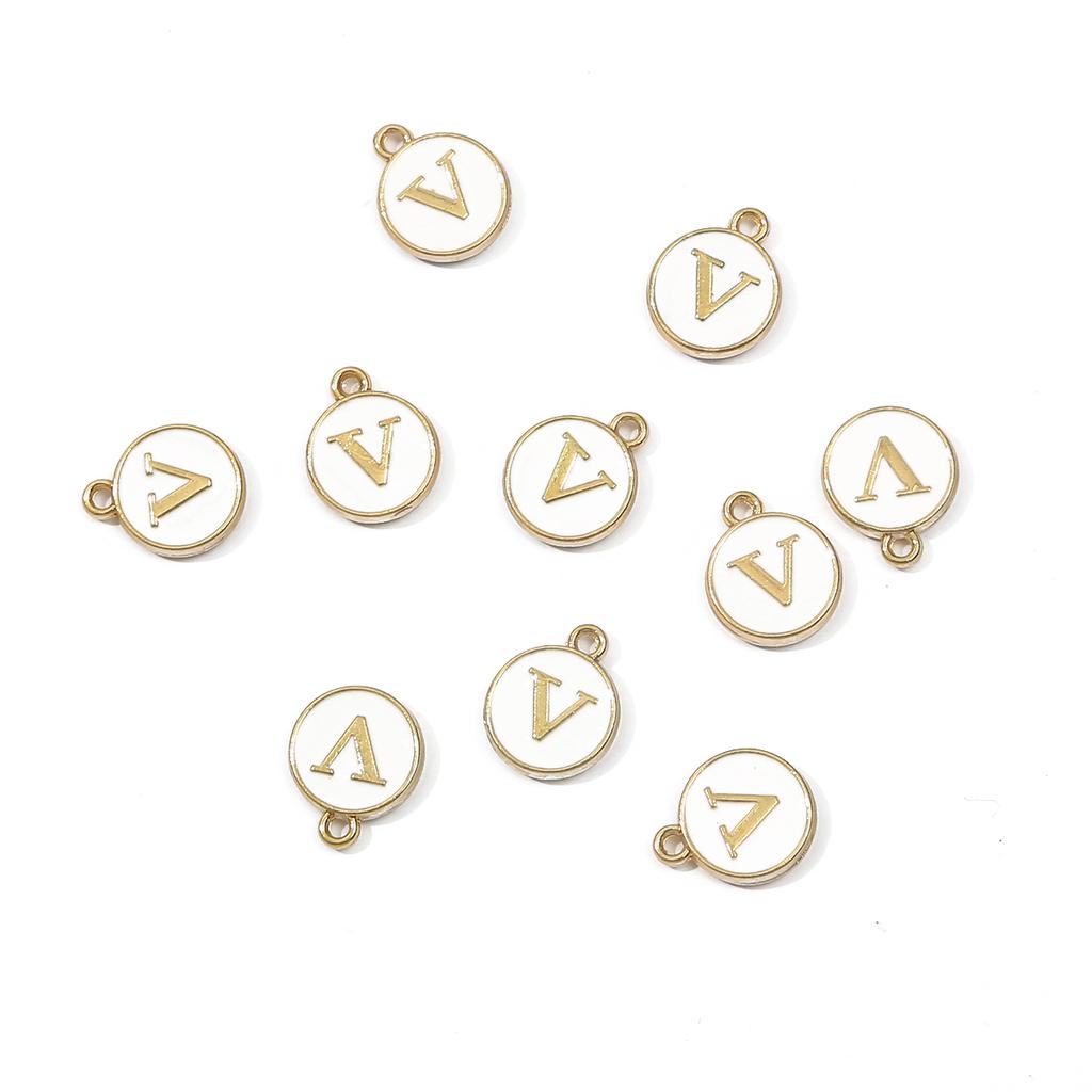 10Pcs Metal Enamel English Letters Charms Pendant For DIY Jewelry Making Necklace Bracelet Accessories