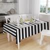 peony man 2 Pieces Black and White Striped Tablecloth Plastic Stripe Table Cover Waterproof Rectangle Tablecloth for Holiday Party Picnic Decoration