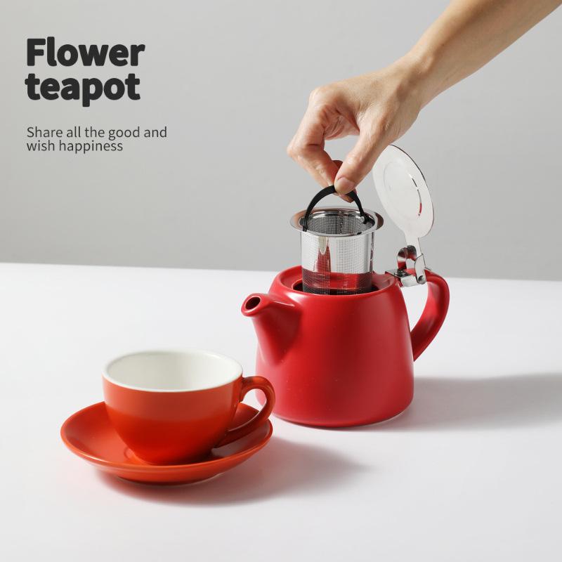 Japanese Style Matte Ceramic Teapot with Stainless Steel Infuser – Wide Range of Colors for Loose Leaf Tea