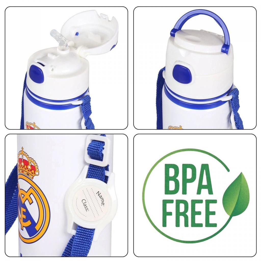 Real Madrid Aluminum Bottle with Mouthpiece and Strap 600 ml RM00005 Multicolor