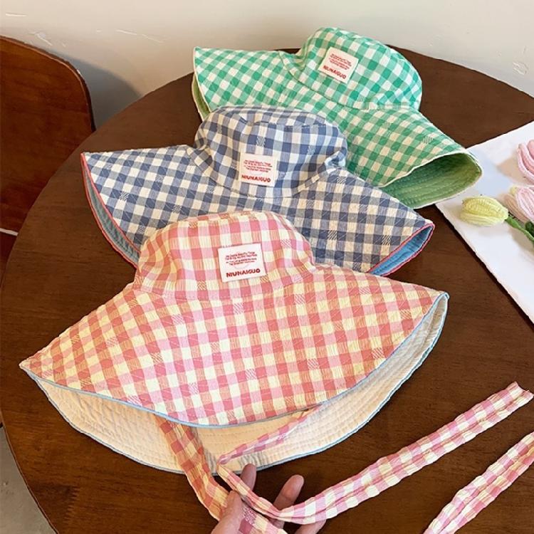 Fashionable Reversible Plaids Sun Hat Oversized Brims Fisherman Cap For Outdoor Activity Beach Trip And Street Headwear