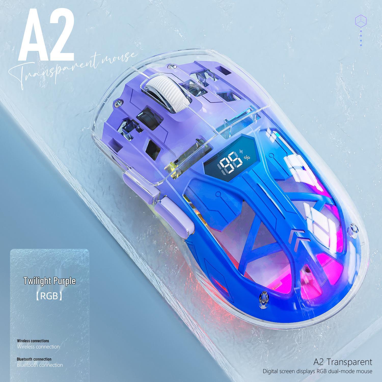 

Free Wolf A2 Dual-Mode RGB Wireless Bluetooth Transparent Gaming Mouse