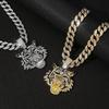 GemChic Men's Personalized Hip Hop Cool Embed Zircon Tiger Pendant Necklace Retro Versatile Birthday Christmas Jewelry Gift