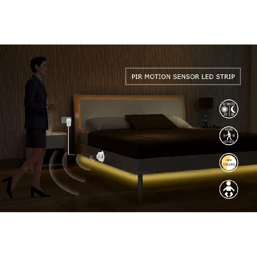 1-5m PIR Motion Sensor LED Strip Lights DC 12V Diode Tape Waterproof Auto On/Off Stairs Wardrobe Closet Kitchen Backlight Light
