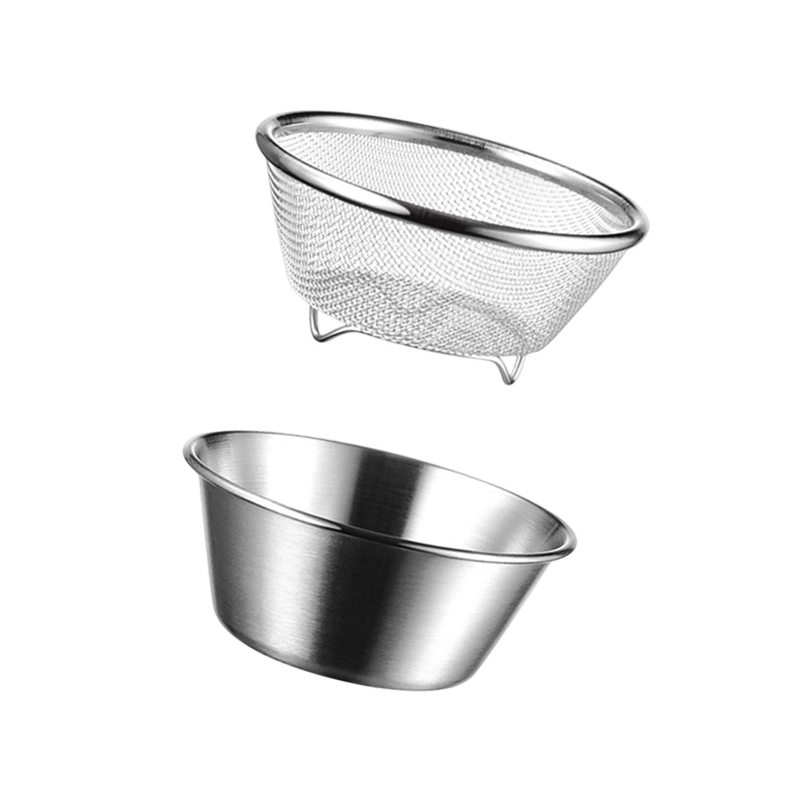 Stainless Steel Kitchen Colander with Bowl Set Small Food Rice Strainer Fruit Washing Basket for Food Preparation Tool S