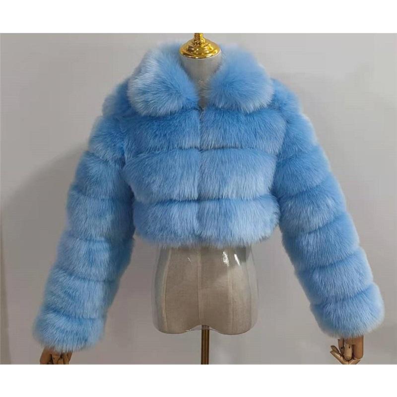 Women`s Faux Fox Fur Cropped Jacket