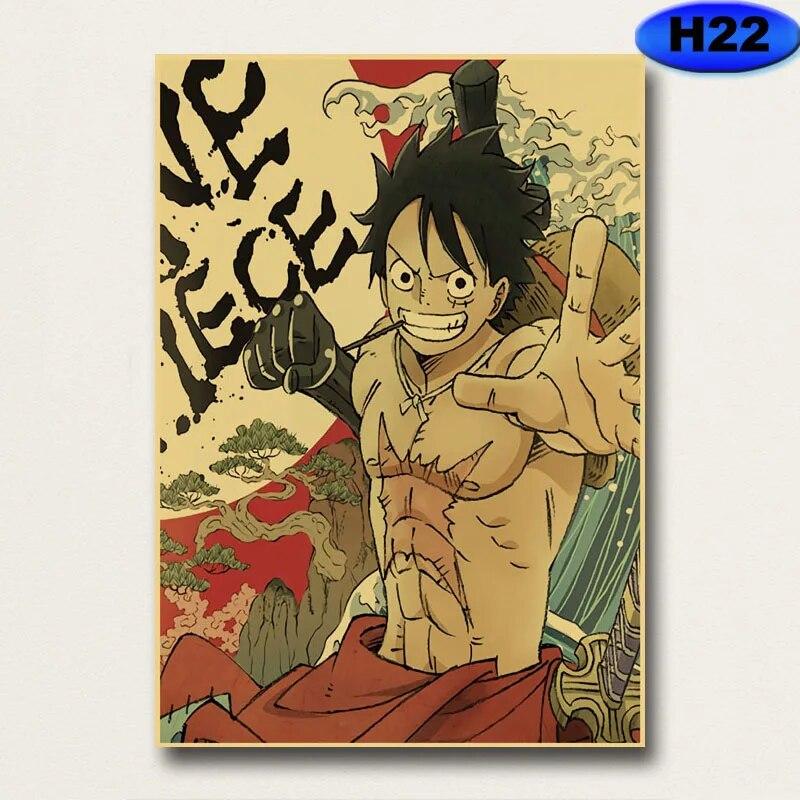 Vintage Anime ONE PIECE Posters Kraft Paper Retro Poster Wall Art Painting Study Home Living Room Bar Decoration Pictures Wall Stickers