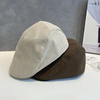 Autumn and Winter Style Front Hat Solid Color Versatile Baseball Cap Fashionable Simple Trend Newspaper Boy Hat Outdoor Retro Cotton
