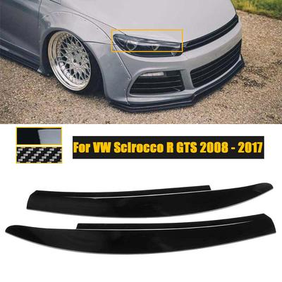2ks očných viečok pre VW Scirocco R GTS 2008 - 2017 Lampa predných svetlometov Obočie Kryt očných viečok Obloženie Nálepka Body Kit Auto